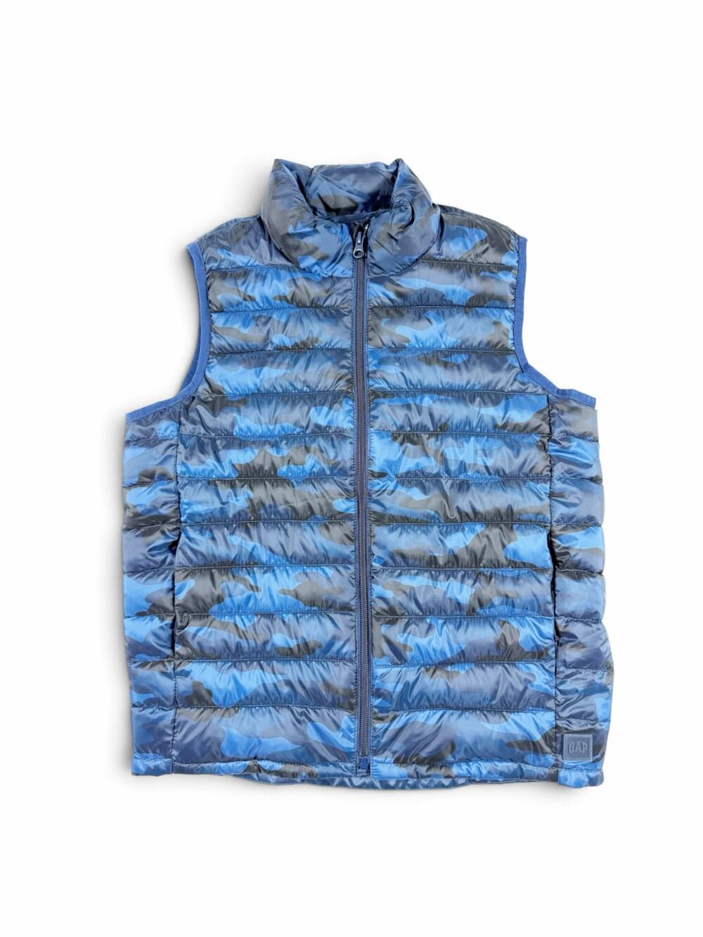 Gap Kids Boys’ Lightweight Puffer Vest Blue Camo Large 10-11